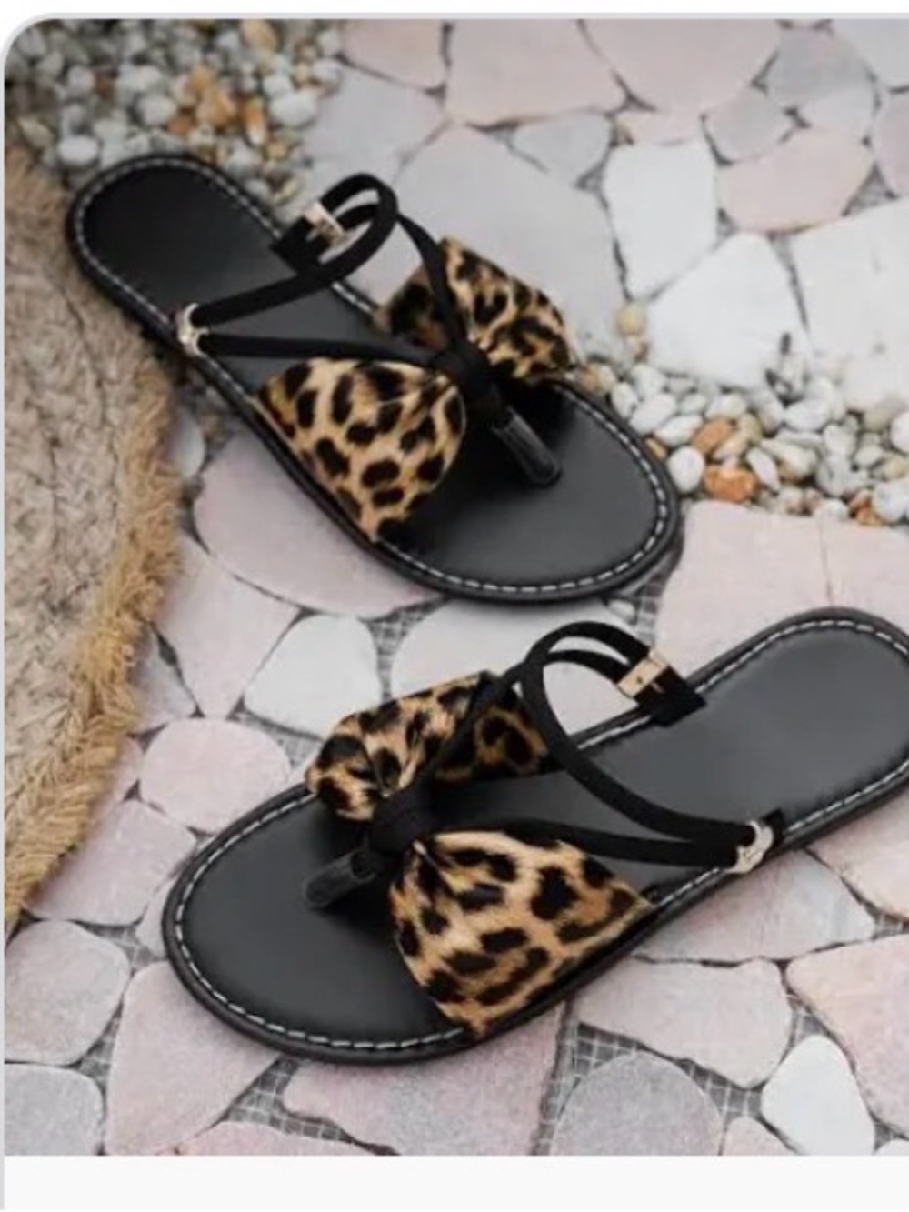 Leopard Print Sandals. Large Bow Look And Adjustable Straps. Sz 9